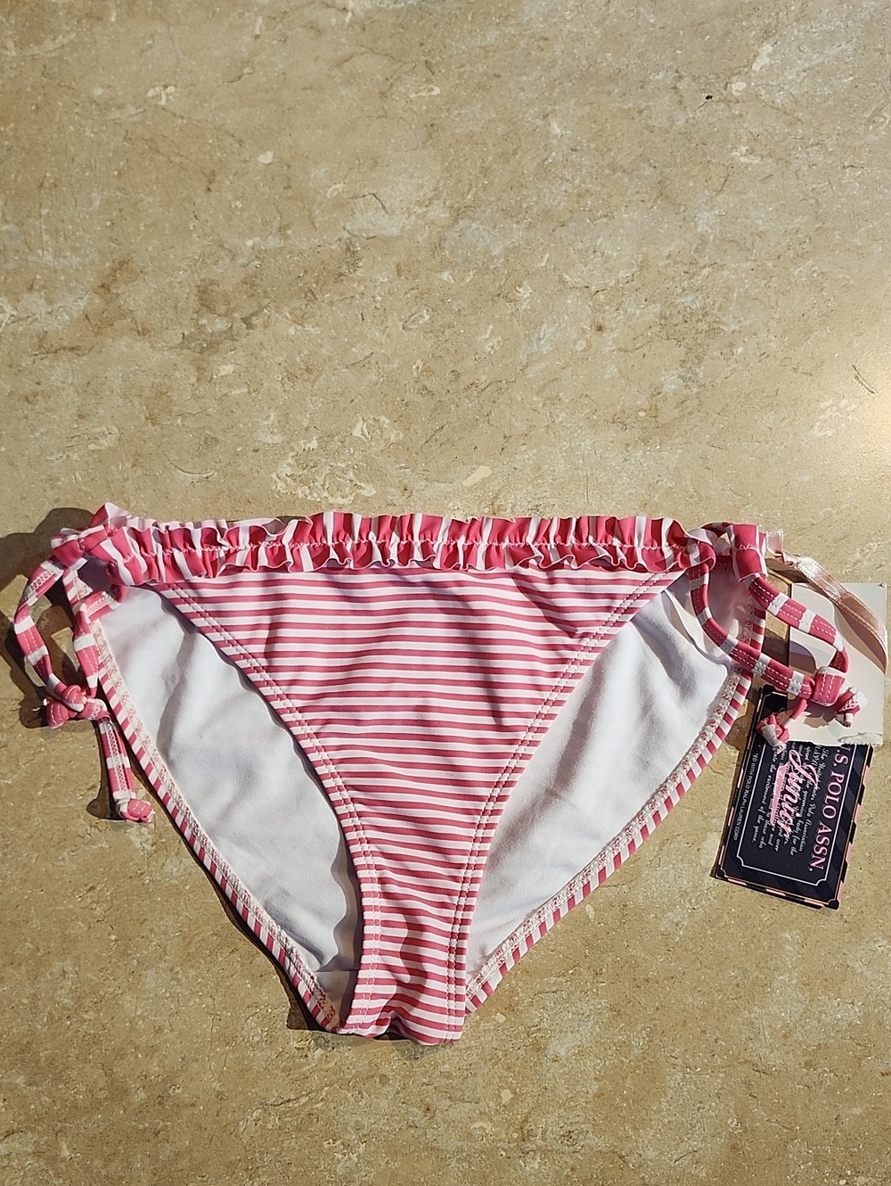 US Polo Assoc Pink Stripe Bikini Bottom  Junior M